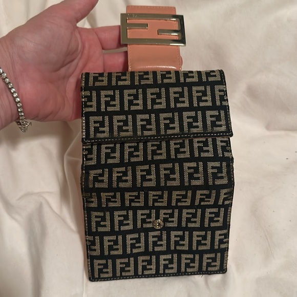 FENDI Zucca coral leather Double snap Donna wallet with card dust cover & box 💗 - Picture 11 of 12